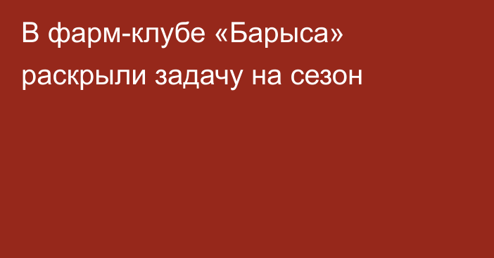 В фарм-клубе «Барыса» раскрыли задачу на сезон