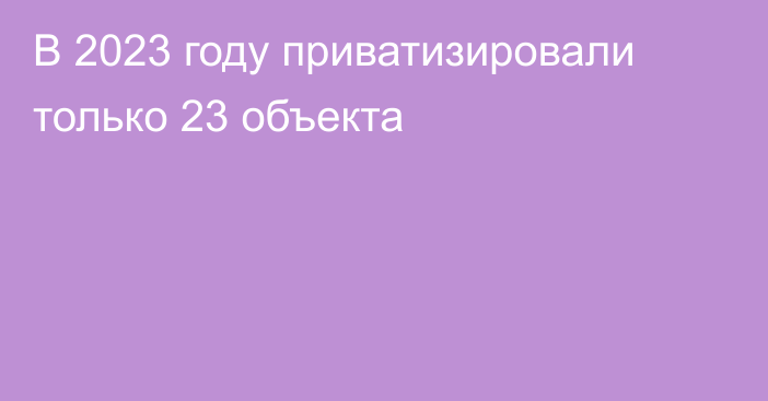 В 2023 году приватизировали только 23 объекта