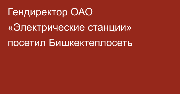 Гендиректор ОАО «Электрические станции» посетил Бишкектеплосеть