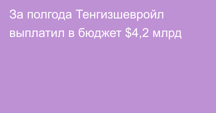 За полгода Тенгизшевройл выплатил в бюджет $4,2 млрд