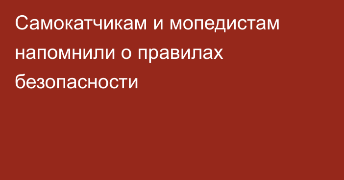 Самокатчикам и мопедистам напомнили о правилах безопасности