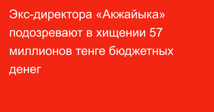 Экс-директора «Акжайыка» подозревают в хищении 57 миллионов тенге бюджетных денег