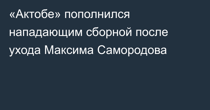 «Актобе» пополнился нападающим сборной после ухода Максима Самородова