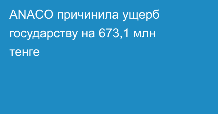 ANACO причинила ущерб государству на 673,1 млн тенге