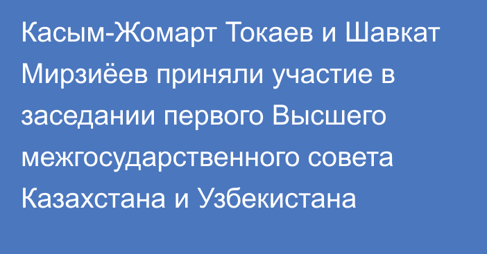 Касым-Жомарт Токаев и Шавкат Мирзиёев приняли участие в заседании первого Высшего межгосударственного совета Казахстана и Узбекистана