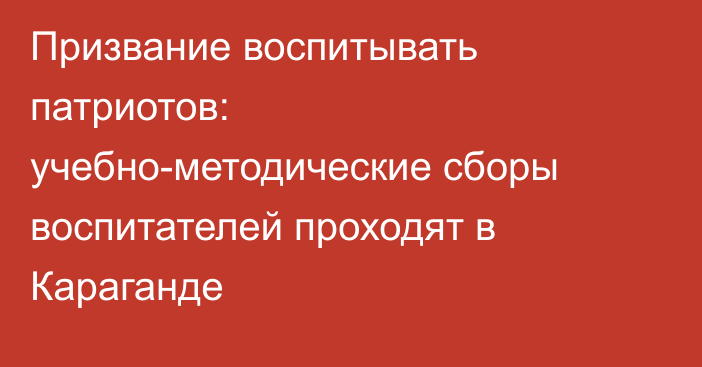 Призвание воспитывать патриотов: учебно-методические сборы воспитателей проходят в Караганде