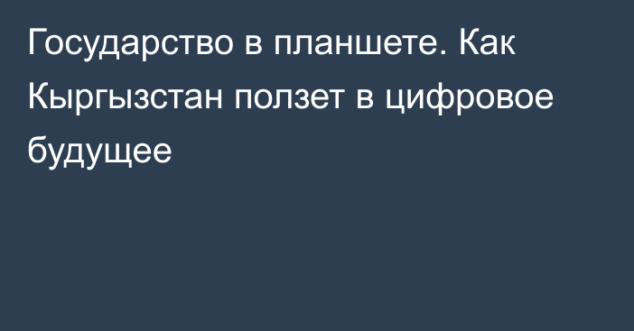 Государство в планшете. Как Кыргызстан ползет в цифровое будущее