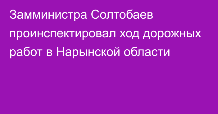 Замминистра Солтобаев проинспектировал ход дорожных работ в Нарынской области