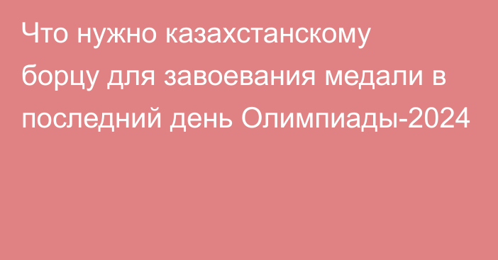 Что нужно казахстанскому борцу для завоевания медали в последний день Олимпиады-2024