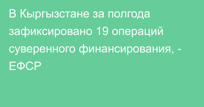 В Кыргызстане за полгода зафиксировано 19 операций суверенного финансирования, - ЕФСР