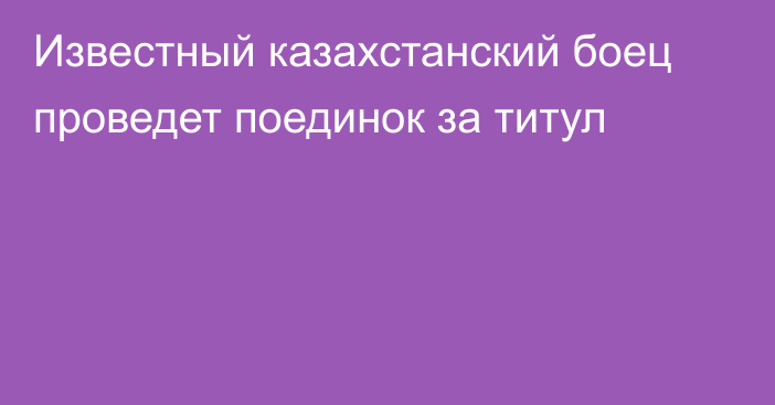 Известный казахстанский боец проведет поединок за титул