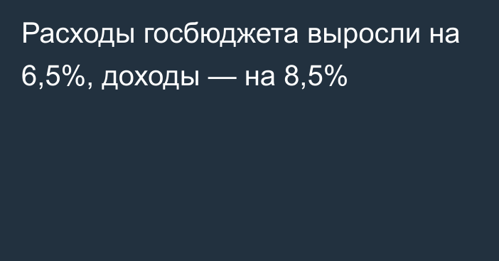 Расходы госбюджета выросли на 6,5%, доходы — на 8,5%