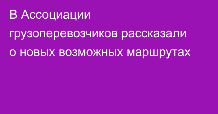 В Ассоциации грузоперевозчиков рассказали о новых возможных маршрутах