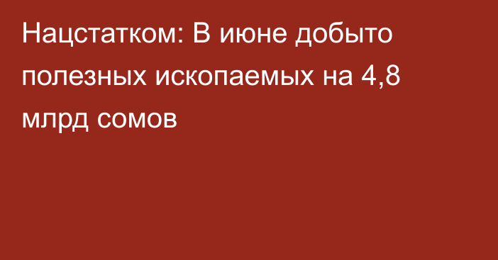 Нацстатком: В июне добыто полезных ископаемых на 4,8 млрд сомов