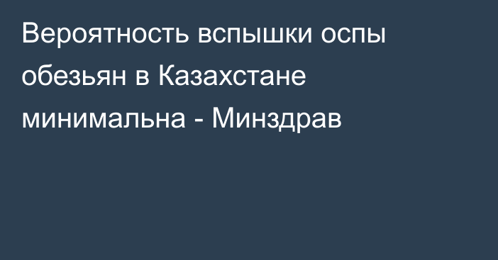 Вероятность вспышки оспы обезьян в Казахстане минимальна - Минздрав