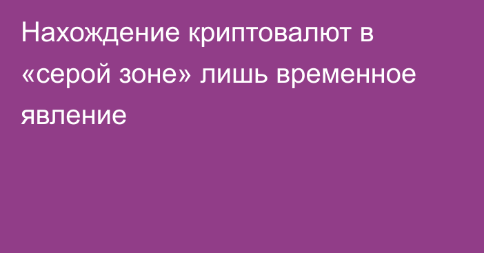 Нахождение криптовалют в «серой зоне» лишь временное явление