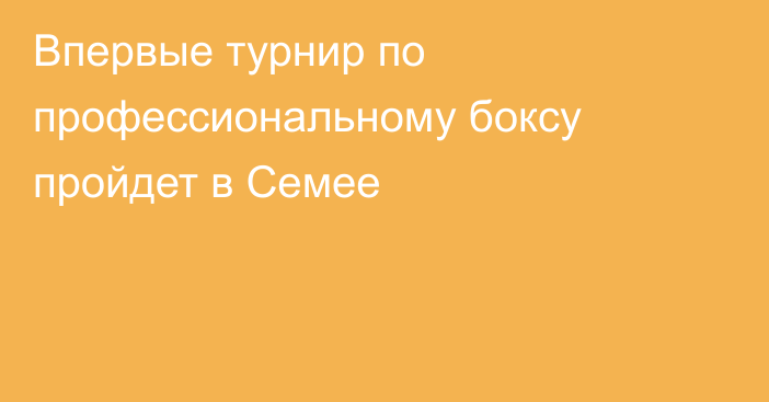 Впервые турнир по профессиональному боксу пройдет в Семее