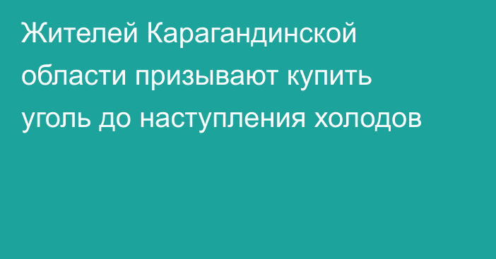 Жителей Карагандинской области призывают купить уголь до наступления холодов