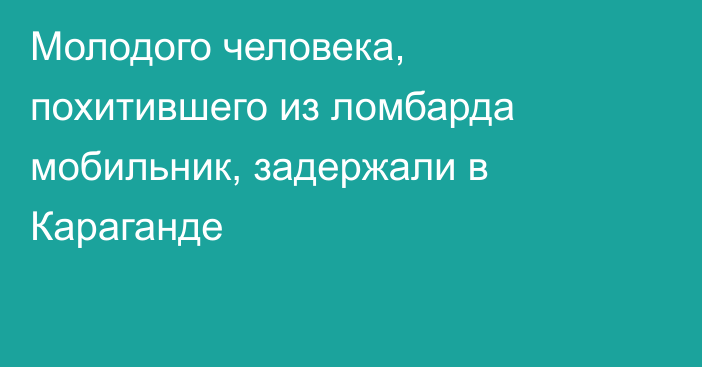 Молодого человека, похитившего из ломбарда мобильник, задержали в Караганде