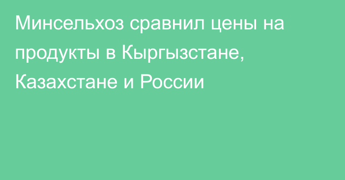 Минсельхоз сравнил цены на продукты в Кыргызстане, Казахстане и России