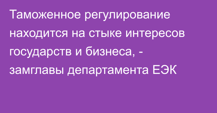 Таможенное регулирование находится на стыке интересов государств и бизнеса, - замглавы департамента ЕЭК