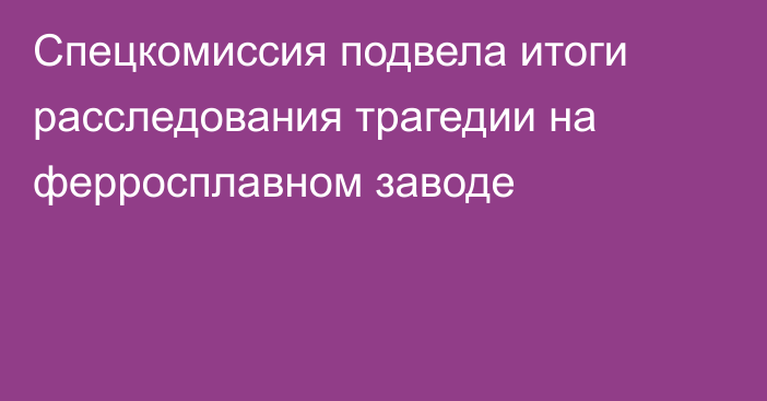 Спецкомиссия подвела итоги расследования трагедии на ферросплавном заводе