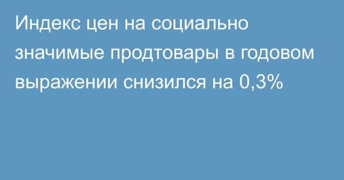 Индекс цен на социально значимые продтовары в годовом выражении снизился на 0,3%