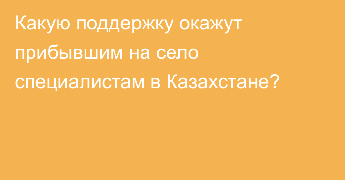 Какую поддержку окажут прибывшим на село специалистам в Казахстане?