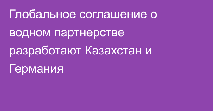 Глобальное соглашение о водном партнерстве разработают Казахстан и Германия