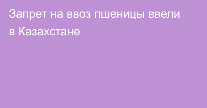 Запрет на ввоз пшеницы ввели в Казахстане