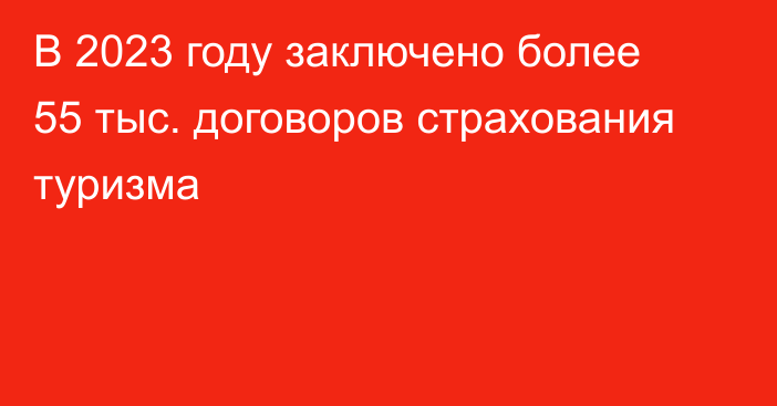 В 2023 году заключено более 55 тыс. договоров страхования туризма