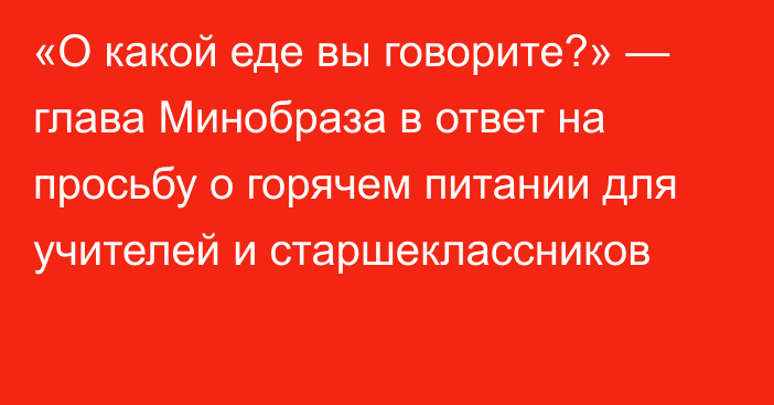 «О какой еде вы говорите?» — глава Минобраза в ответ на просьбу о горячем питании для учителей и старшеклассников