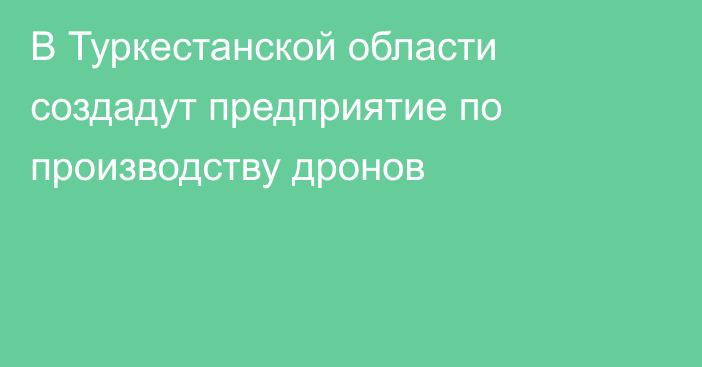 В Туркестанской области создадут предприятие по производству дронов