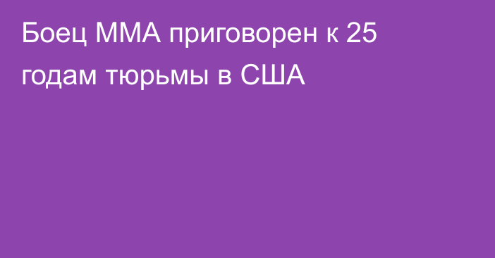 Боец ММА приговорен к 25 годам тюрьмы в США