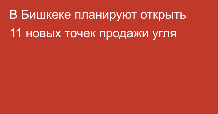 В Бишкеке планируют открыть 11 новых точек продажи угля