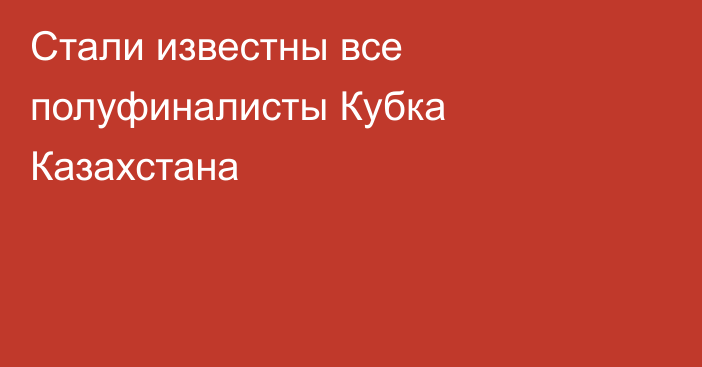 Стали известны все полуфиналисты Кубка Казахстана