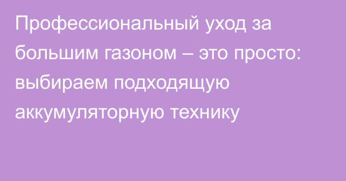 Профессиональный уход за большим  газоном – это просто: выбираем подходящую аккумуляторную технику