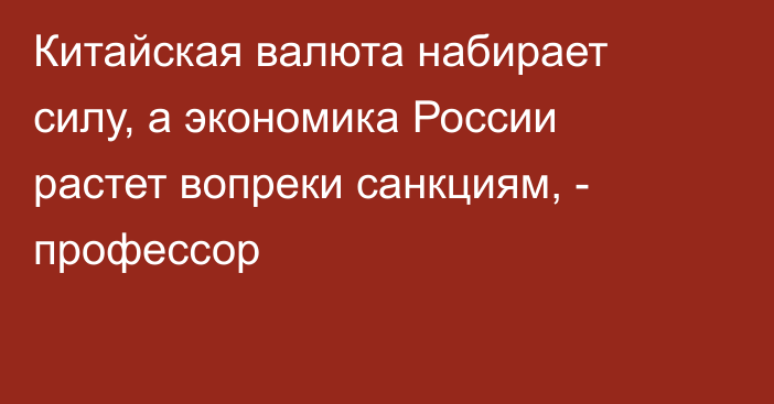 Китайская валюта набирает силу, а экономика России растет вопреки санкциям, - профессор