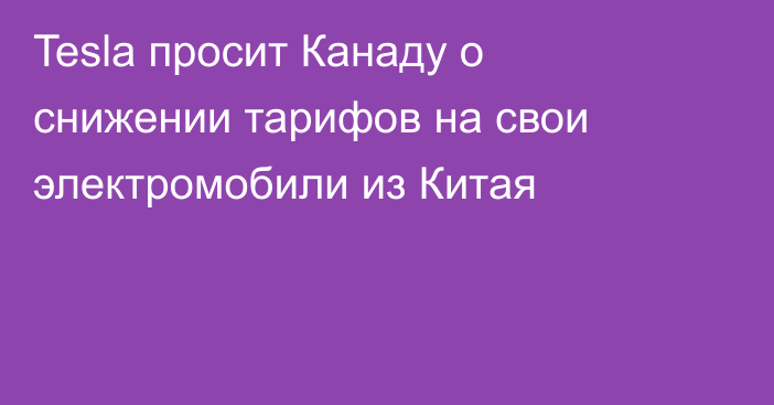 Tesla просит Канаду о снижении тарифов на свои электромобили из Китая