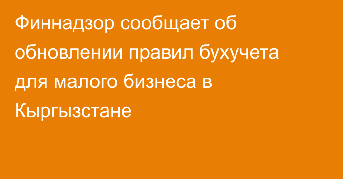 Финнадзор сообщает об обновлении правил бухучета для малого бизнеса в Кыргызстане