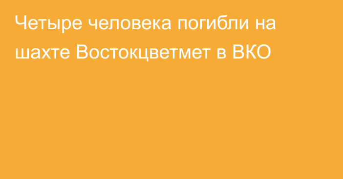 Четыре человека погибли на шахте Востокцветмет в ВКО