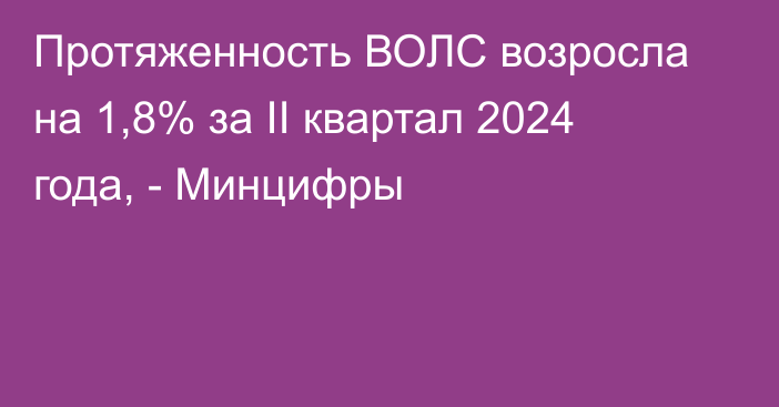 Протяженность ВОЛС возросла на 1,8% за II квартал 2024 года, - Минцифры