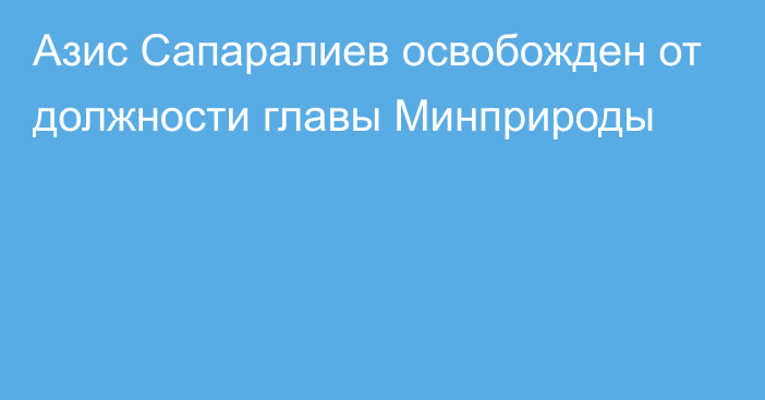 Азис Сапаралиев освобожден от должности главы Минприроды