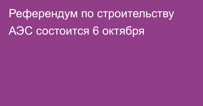 Референдум по строительству АЭС состоится 6 октября