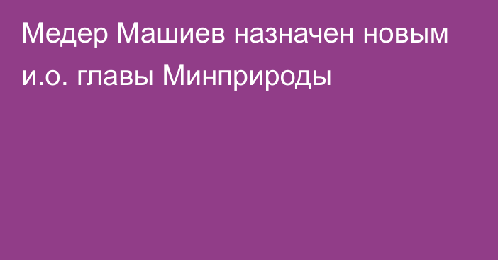 Медер Машиев назначен новым и.о. главы Минприроды