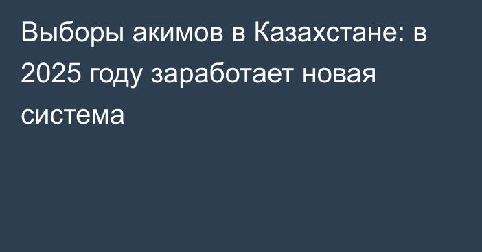 Выборы акимов в Казахстане: в 2025 году заработает новая система