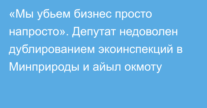 «Мы убьем бизнес просто напросто». Депутат недоволен дублированием экоинспекций  в Минприроды и айыл окмоту