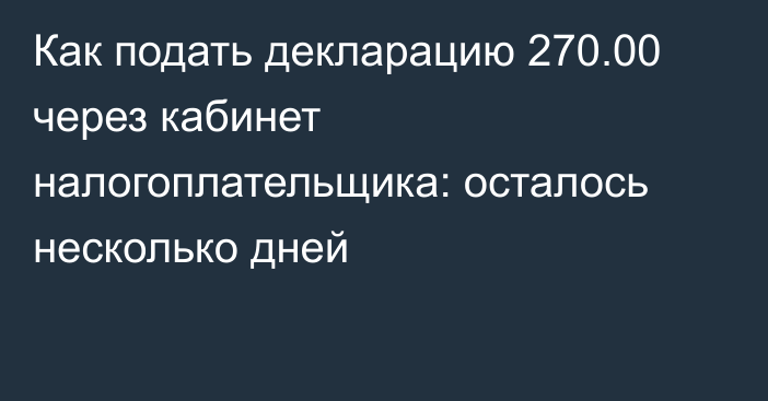 Как подать декларацию 270.00 через кабинет налогоплательщика: осталось несколько дней