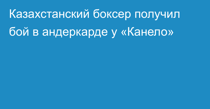 Казахстанский боксер получил бой в андеркарде у «Канело»