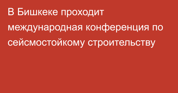 В Бишкеке проходит международная конференция по сейсмостойкому строительству